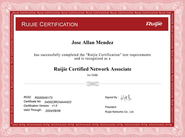 Ruijie Networks certificate issued to Interactive Loop Telecommunications Services